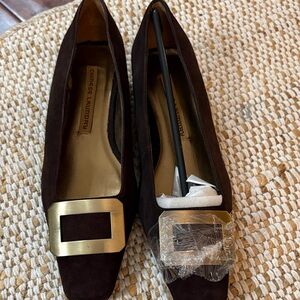 Chinese Laundry Dark Brown Flats with Gold Accent